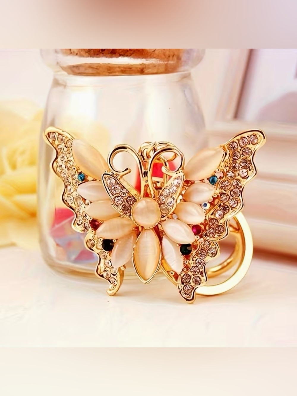 Butterfly Rhinestone Keychain Car Key Bag Charm New - Picture 4 of 7